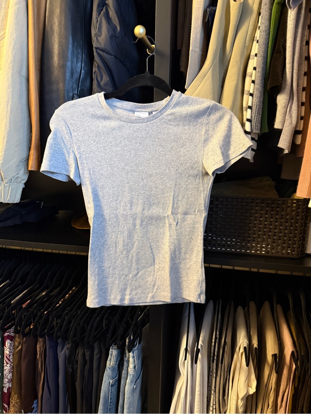 Aritzia Short Sleeve Crewneck Tee in Light Heather Gray